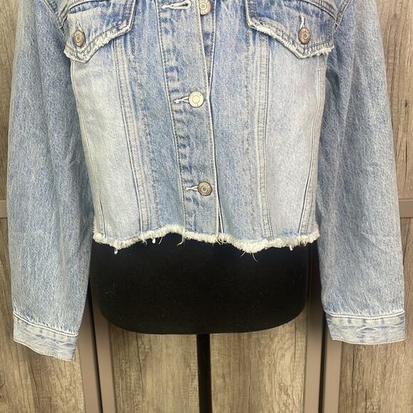 New! Revolve Pistola Astrid Brooklyn Wash Crop Boyfriend Denim Jacket Women's S - Picture 3 of 12